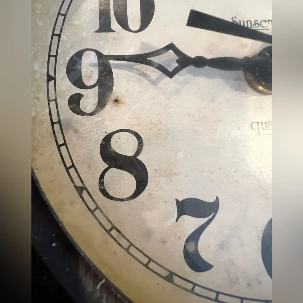 Sunset Time Vintage Wooden Wall Clock with Eagle Design, works.